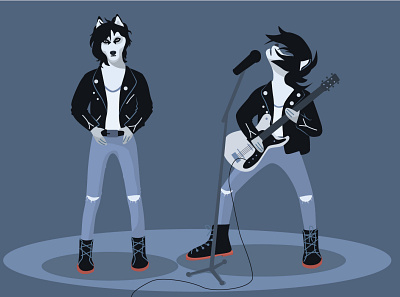Husky rock star anthropomorphic anthropomorphic character anthropomorphism character character design design dog guitar husky illustration metal rock rock star vector