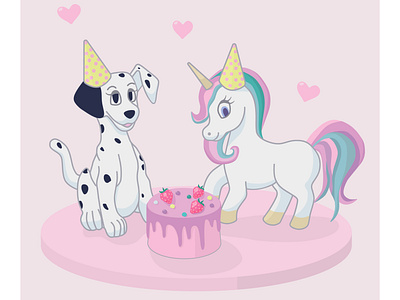 Unicorn and dalmatian puppy