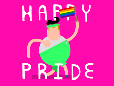 Happy Pride Everyone :) animated animation cartoon colourful gay gif illustration man motion pink pride walking