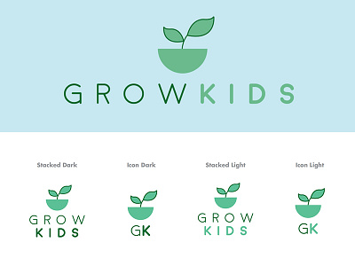 Growkids brand flat icon illustration kids logo nature organic