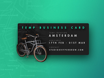 Working out of Amsterdam - Temporary Contact Details amsterdam bike business card card city design flat shadow ui