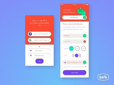 Signup after on-boarding for Bello App