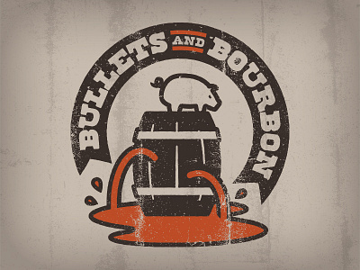 Bullets & Bourbon logo barbeque barrel bbq bourbon bullets logo pig