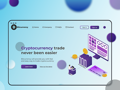 Cryptocurrency platform landing page light