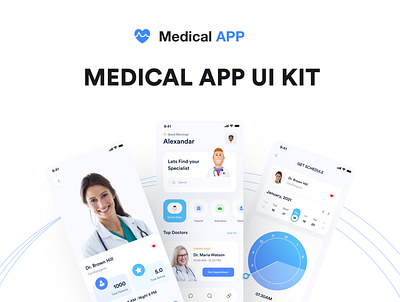 Medical App UI KIT animation app branding design illustrator ui ux website