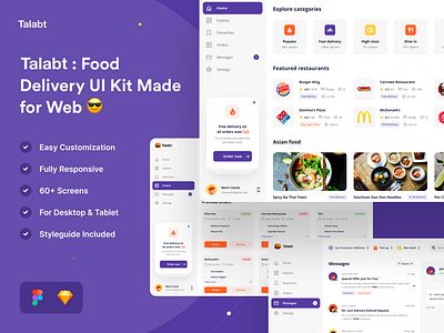 Talabt Food Delivery UI Kit Made for web