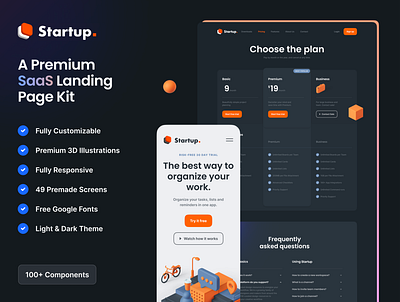 Startup Landing Page Kit app branding design landing page ui ux website