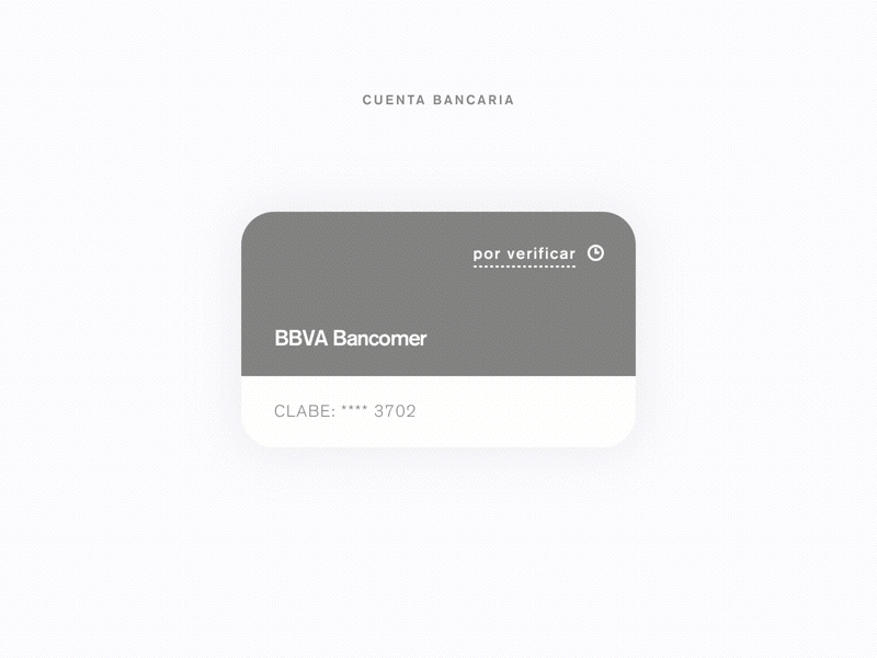 Tarjeta bank card dashboard ui