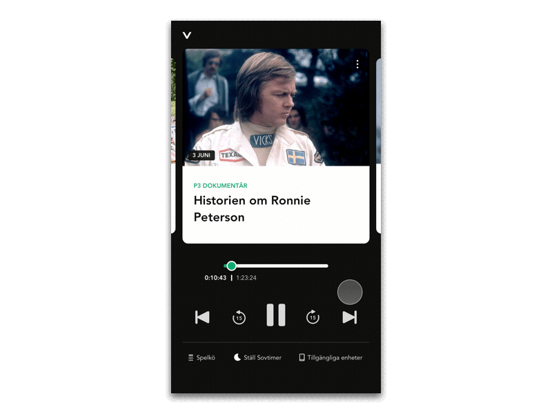 Test - Player for podcasts in the Swedish Radio app cards invision studio phone player podcasts radio sveriges radio swedish radio ui ux