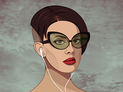 Lana Del Rey Vector character design drawing glass glasses hair cut headphones illustration lana del rey music portrait vector