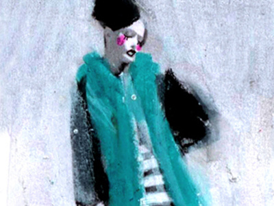 FASHION ILLUSTRATION make up mixed media painting silhouette style