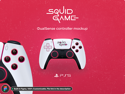 FREE Template - Squid Game PS5 Controller (Figma) console controller custom figma free mockup netflix playstation ps5 skins squid game template video games