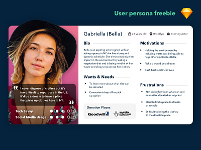 User Persona Template - Sketch Freebie card design free freebie persona template ui design user persona