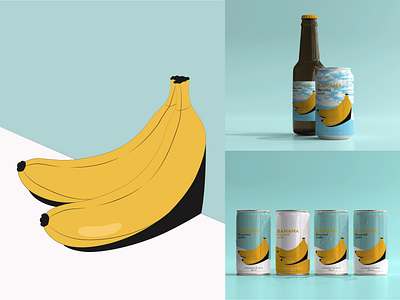 Banana flavored soda branding design illustration package design