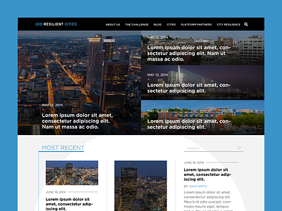 100 Resilient Cities blog grid layout responsive web design