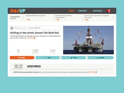 Sierra Club | AddUp detail grid progress bar responsive ui web app