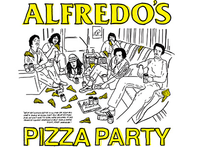 Pizza Party black flag illustration pizza party