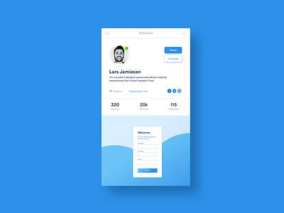 Daily UI Challenge #006 Social profile