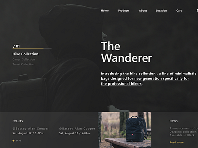 Hike bags E-commerce landing page