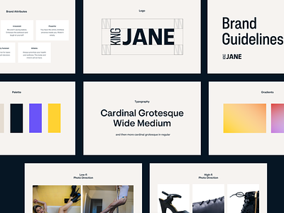King Jane Brand Guide brand design brand guide brand guides branding color detail gradient logo palette photography pilleers typography values