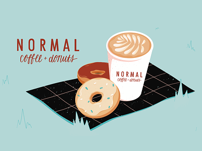 Just some normal donuts and coffee please coffee donuts illustration park picnic