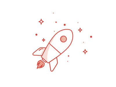 Rocket fire icon outline red rocket space stars