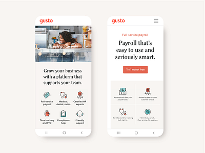Mobile Marketing website | Gusto branding design mobile mobile design typography ui design web design web designer website