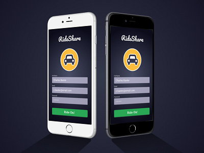 RideShare Login interaction design product design ui design ux design visual design