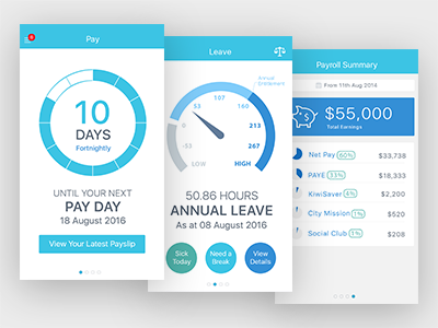 MyPay iOS blue chart data flat ui hr ios list mobile money pay payslip summary