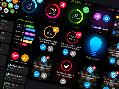 MyPay on iWatch apple bright colors dashboard employee flat ui hr iwatch notification time watch