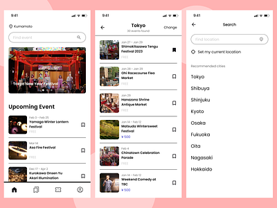 Event Guide in Japan app application date design event favorite information iphone japan location red search ticket ui web white