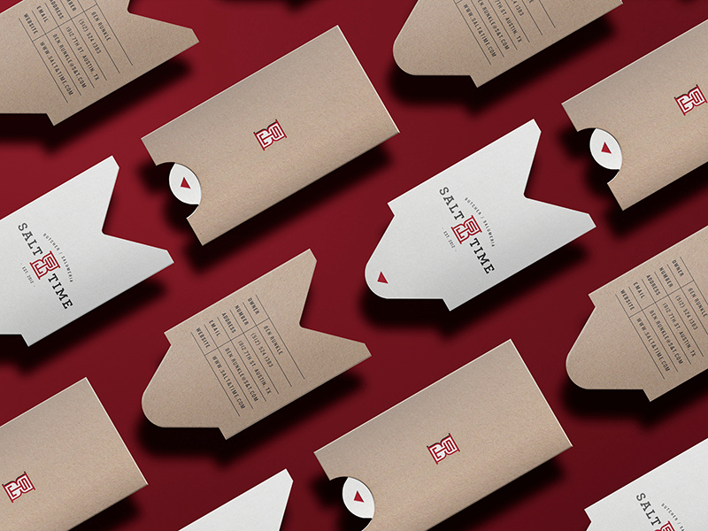 Salt & Time Cards die-cut letterpress vintage butcher modern stationery identity branding business cards