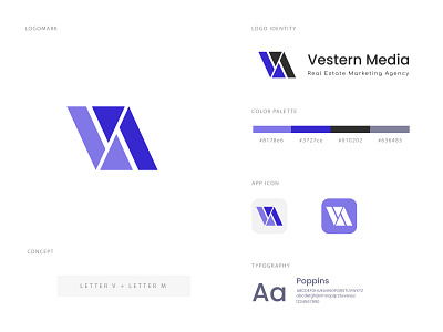 Vestern media | Logo branding brand identity branding design flat graphic design logo logo design logo design concept logo designer minimal typography ui ux