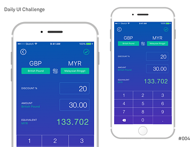 Daily UI Challenge #004 calculator currency converter