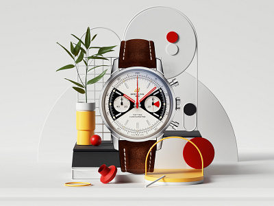 Breitling- Top Time 3d abstract c4d cinema4d colors design editorial geometric illustration layout luxury octane octanerender petertarka photoshop render space swiss swissdesign watch