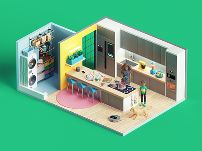 GME- Kitchen 3d 3dart abstract adobe animation art c4d character cinema4d colors design home house illustration isometric kitchen photoshop render style tarka
