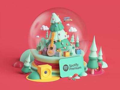 Spotify Premium Campaign 3d animation app apple branding c4d cinema4d colors design illustration loop motion motion graphics music render spotify style tarka