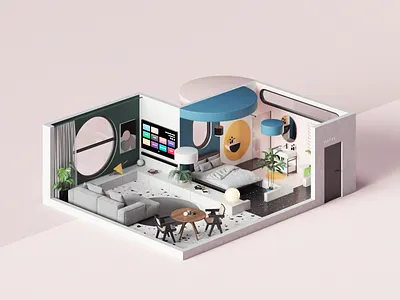 Apartments 3d apartment architecture c4d cinema4d colors design home house illustration interior isometric octane pattern render smart home tarka ui web