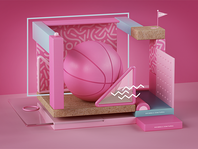 Dribbble 3d abstract ball c4d design dribble graphic render set