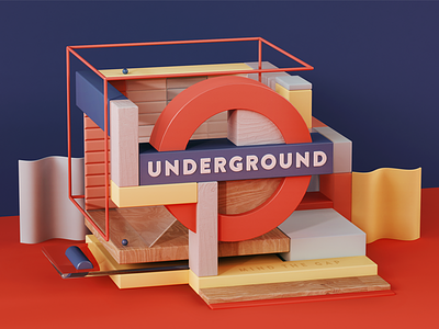 Underground 3d abstract c4d cgi cinema4d design illustration london render set uk underground