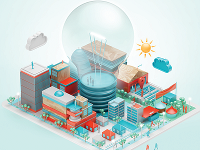 SNI 3d ad c4d city commercial illustration print render