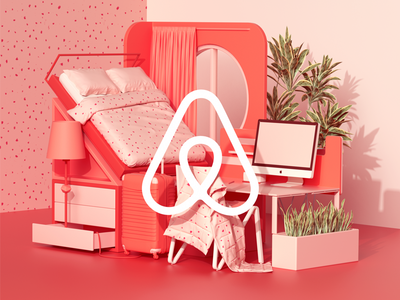 Airbnb 3d animation c4d colors design geometric illustration set