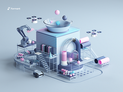 Formant.io 3d abstract adobe adobe photoshop c4d cgi cinema4d colors design google illustration octane octanerender render robots tech ui uiux web website