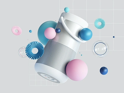 BOSE SoundLink Revolve+ 3d abstract bluetooth c4d cinema4d colors design illustration minimal octane octanerender product productdesign render simple sounds ui web