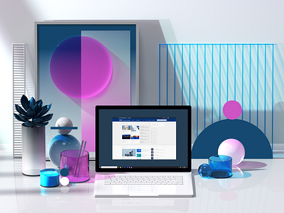 Microsoft SharePoint 3d abstract animation c4d cinema4d color colors design geometric geometry illustration laptop microsoft microsoft office redshift render surface ui ux web