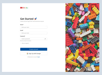 Bricks - Simple Sign Up Page dailychallenge portfolio uidesign web webdesign