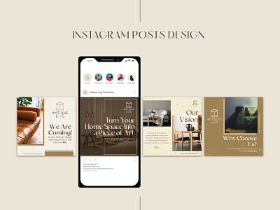 Instagram Post Template Design - Antique Log branding design graphic design logo