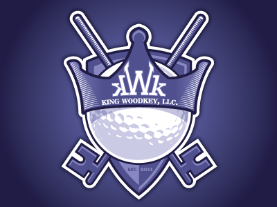 King Woodkey Logo club crown golf key king logo shield