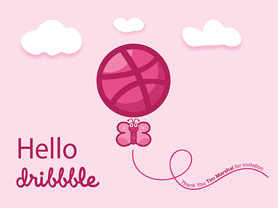 Hello Dribble butterfly debut dribbble first shot illustration