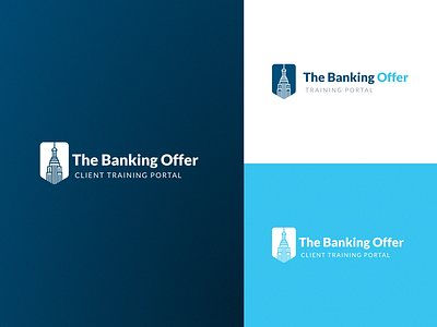 TheBankingOffer logo architecture logo bank bank logo banking banking logo blue blue theme branding building empire state building investment logo training training portal ui